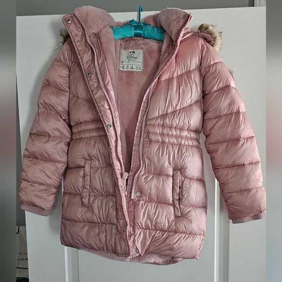 Abercrombie & Fitch Blush Pink Kids Puffer Coat - Picture 1 of 5